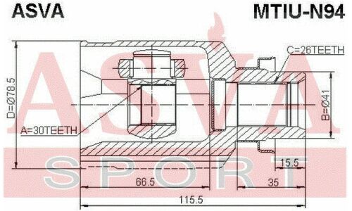 ШРУС Asva внутренний, арт. MTIU-N94