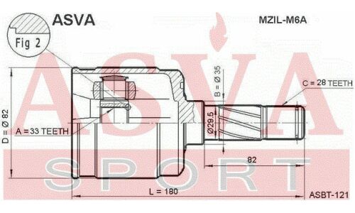 ШРУС Asva, передний, левый, внутренний, для Mazda 6, арт. MZIL-M6A