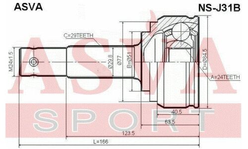 ШРУС Asva, наружный, для Nissan Teana, арт. NS-J31B