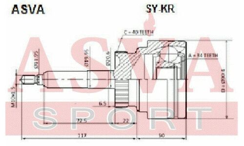 ШРУС Asva, внешний, арт. SY-KR