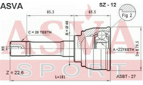 ШРУС Asva, внешний, арт. SZ-12