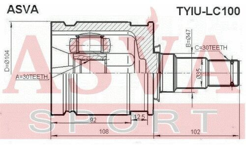 ШРУС Asva, внутренний, арт. TYIU-LC100
