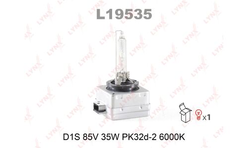 Лампа ксеноновая LYNXAuto D1S (PK32d-2), 85В, 35Вт, 6000К, 1 шт, арт. L19535