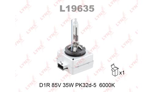 Лампа ксеноновая LYNXauto D1R (PK32d-3), 85В, 35Вт, 6000К, 1 шт, арт. L19635