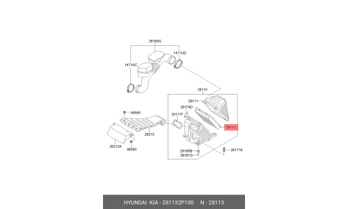 Фильтр воздушный Hyundai/Kia, арт. 28113-2P100