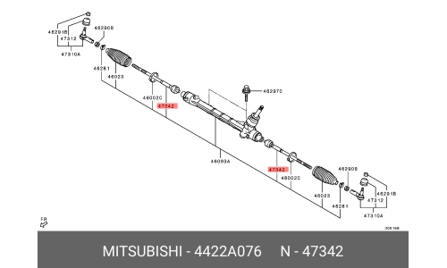 Тяга рулевая | перед прав/лев Mitsubishi, арт. 4422A076