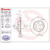 Диск тормозной Brembo, передний, правый/левый, 1 шт, арт. 09.5457.30