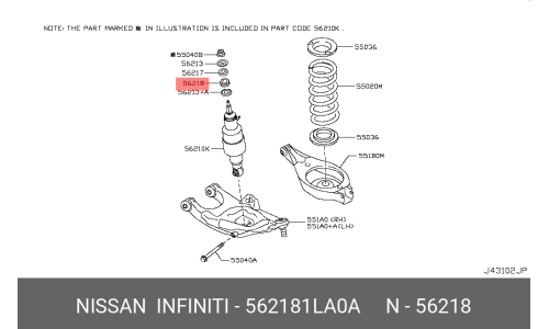 Сайлентблок NISSAN, арт. 56218-1LA0A
