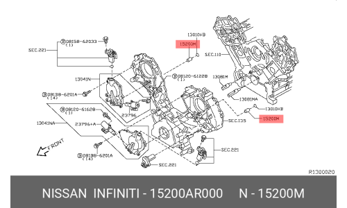 Фильтр масляный Nissan, арт. 15200-AR000