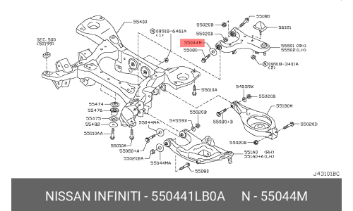 Сайлентблок переднего рычага NISSAN, арт. 55044-1LB0A