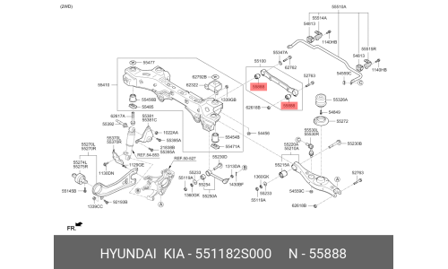 Сайлентблок заднего рычага Hyundai/Kia, арт. 55118-2S000