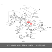Сайлентблок рычага подвески | перед прав Hyundai/Kia, арт. 55118-2Y100