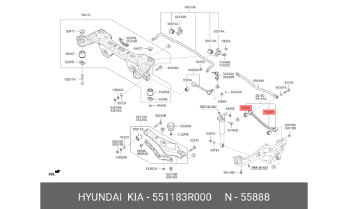 Сайлентблок рычага подвески | зад прав/лев Hyundai/Kia, арт. 55118-3R000