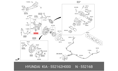 Сайлентблок заднего рычага Hyundai/Kia, арт. 55216-2H000