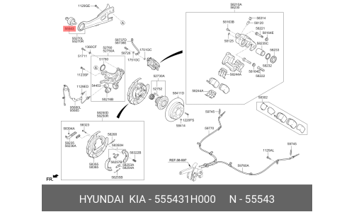 Сайлентблок рычага подвески | зад Hyundai/Kia, арт. 55543-1H000