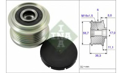 Ременной шкив генератора INA, арт. 535 0160 10