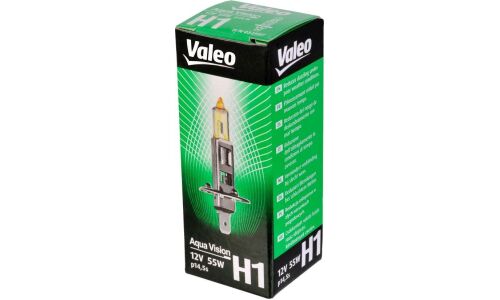 Лампа галогенная Valeo Aqua Vision Н1 (P14.5s, T8), 12В, 55Вт, 3000К, 1 шт, арт. 032507
