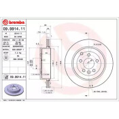 Диск тормозной Brembo, задний, правый/левый, 1 шт, арт. 09.9914.11