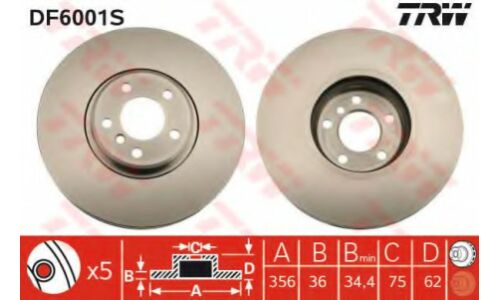 Диск тормозной TRW, арт. DF6001S