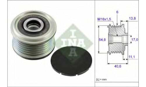 Шкив генератора с обгонной муфтой INA, арт. 535 0102 10