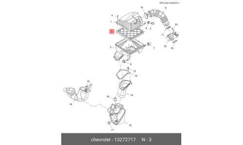 Фильтр воздушный GM, для Chevrolet Cruze, арт. 13 272 717