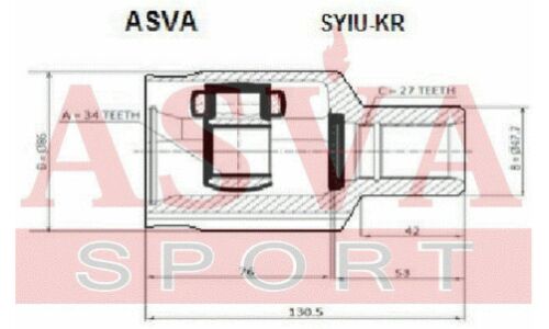 ШРУС Asva, передний, внутренний, для SsangYong Rexton, арт. SYIU-KR