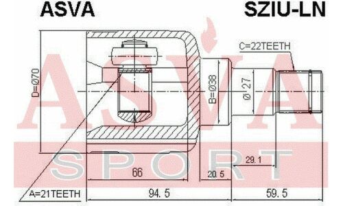 ШРУС Asva, внутренний, арт. SZIU-LN