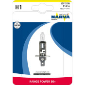 Лампа галогенная Narva H1 (P14.5s, T8), 12В, 55Вт, 3200К, 1 шт, арт. 48334