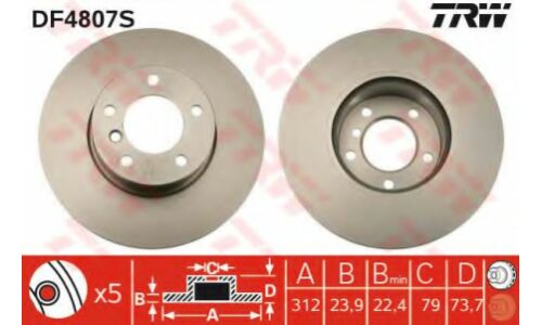 Диск тормозной TRW, арт. DF4807S
