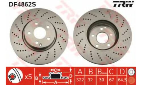 Диск тормозной TRW, арт. DF4862S
