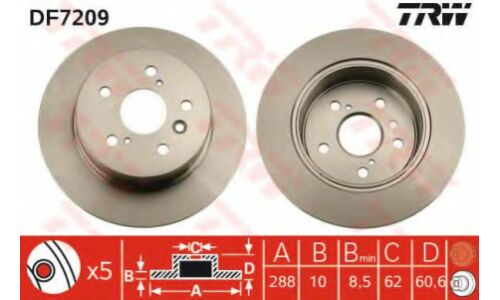 Диск тормозной TRW, арт. DF7209