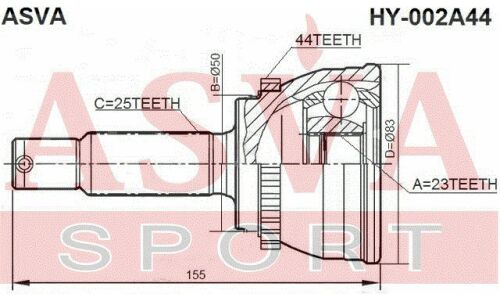 ШРУС Asva, передний, наружный, для Hyundai Matrix / Lavita, арт. HY-002A44