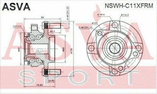 Ступица колеса Asva, с ABS, передняя, арт. NSWH-C11XFRM