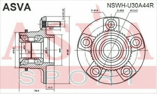 Ступица колеса Asva, арт. NSWH-U30A44R