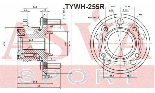 Ступица колеса Asva, арт. TYWH-255R