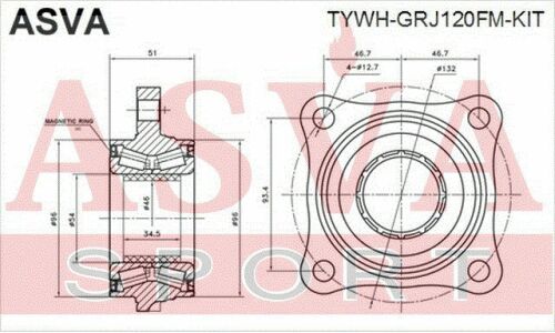 Подшипник ступицы Asva, арт. TYWH-GRJ120FM-KIT