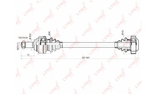 Привод в сборе LYNXauto, задний, арт. CD-1417