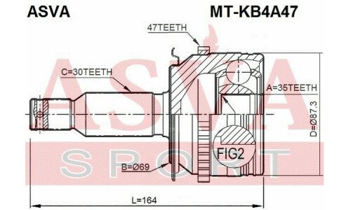 ШРУС Asva, внешний, арт. MT-KB4A47