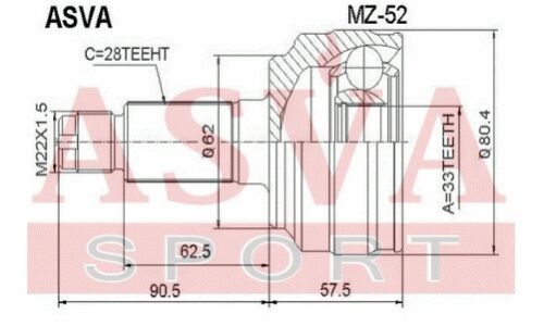 ШРУС Asva внешний, арт. MZ-52
