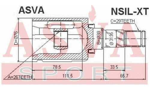ШРУС Asva, внутренний, арт. NSIL-XT