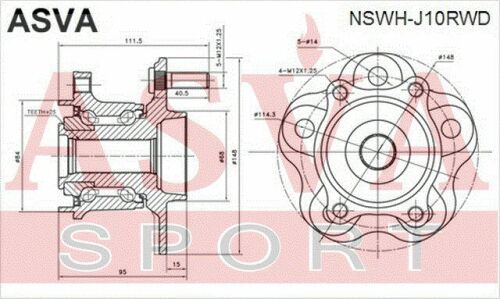 Ступица колеса Asva, для Nissan Qashqai, арт. NSWH-J10RWD