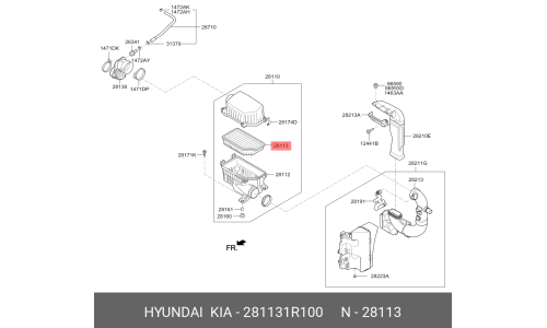 Сменный элемент воздушного фильтра Hyundai/KIA, арт. 28113-1R100