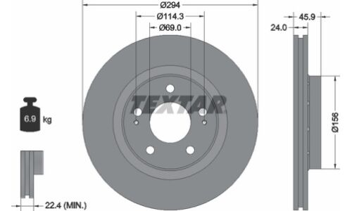 Диск тормозной с покрытием PRO | перед прав/лев Textar, арт. 92135203