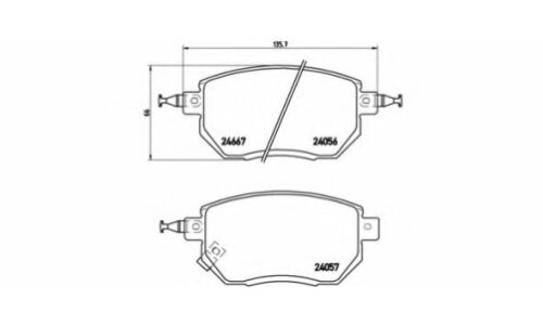 Колодки тормозные дисковые Brembo, комплект на ось (4 шт), арт. P56051