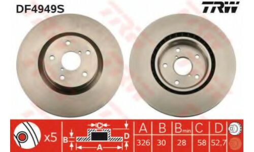 Диск тормозной TRW, арт. DF4949S