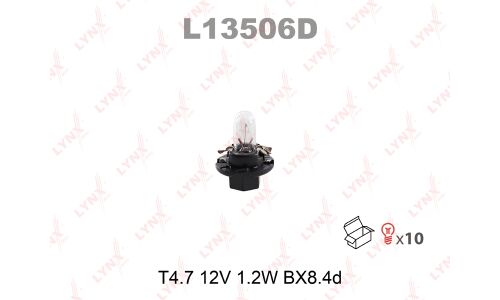Лампа LYNXauto BAX (BX8.4d black, T4.7), 12В, 1.2Вт, 1 шт, арт. L13506D