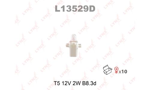 Лампа LYNXauto BAX (B8.3d white, T5), 12В, 2Вт, 1 шт, арт. L13529D
