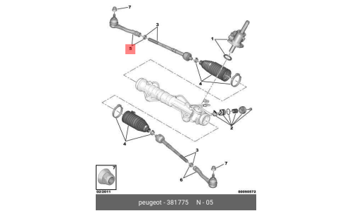 Наконечник рулевой тяги Citroen/Peugeot, правый, арт. 3817.75