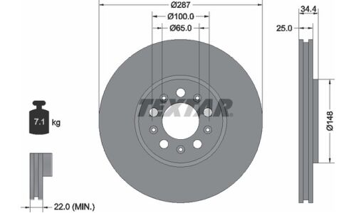 Диск тормозной с покрытием PRO | перед прав/лев Textar, арт. 92106603