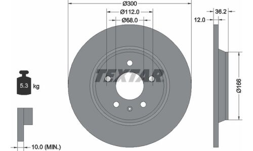 Диск тормозной с покрытием PRO | зад прав/лев Textar, арт. 92160103